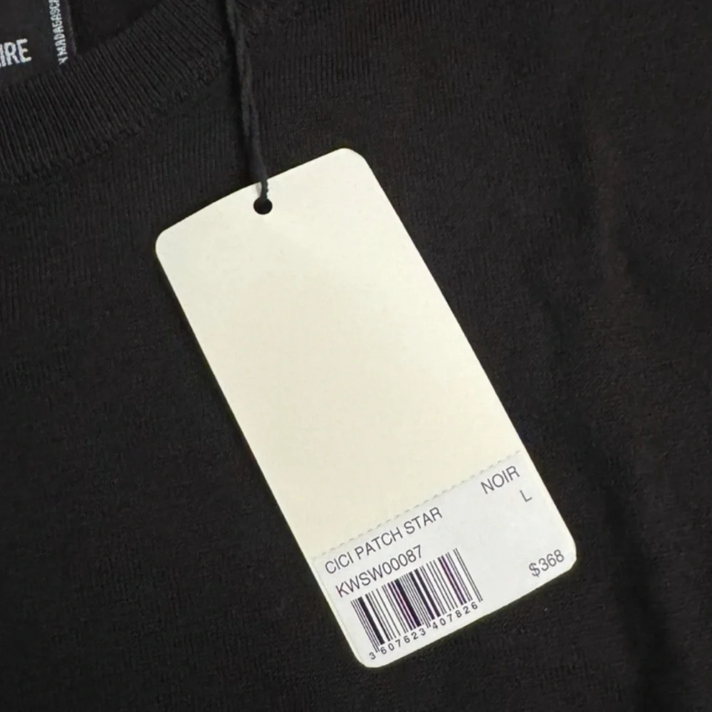 Zadig & Voltaire Cece Star Patch Cashmere Sweater in Black. - Picture 10 of 11